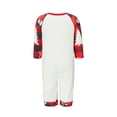 thumbnail image 4 of Elippeo Christmas Family Pajamas Matching Set Cartoon Letter Print Raglan Sleeve Tops and Elastic Plaid Pants Loungewear, 4 of 10