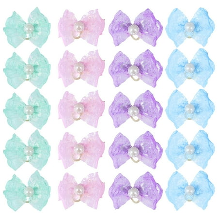 COMPUKAS 20pcs Bowknot Headwear for Pet Hair Accessories in Polyester for Dogs Cats