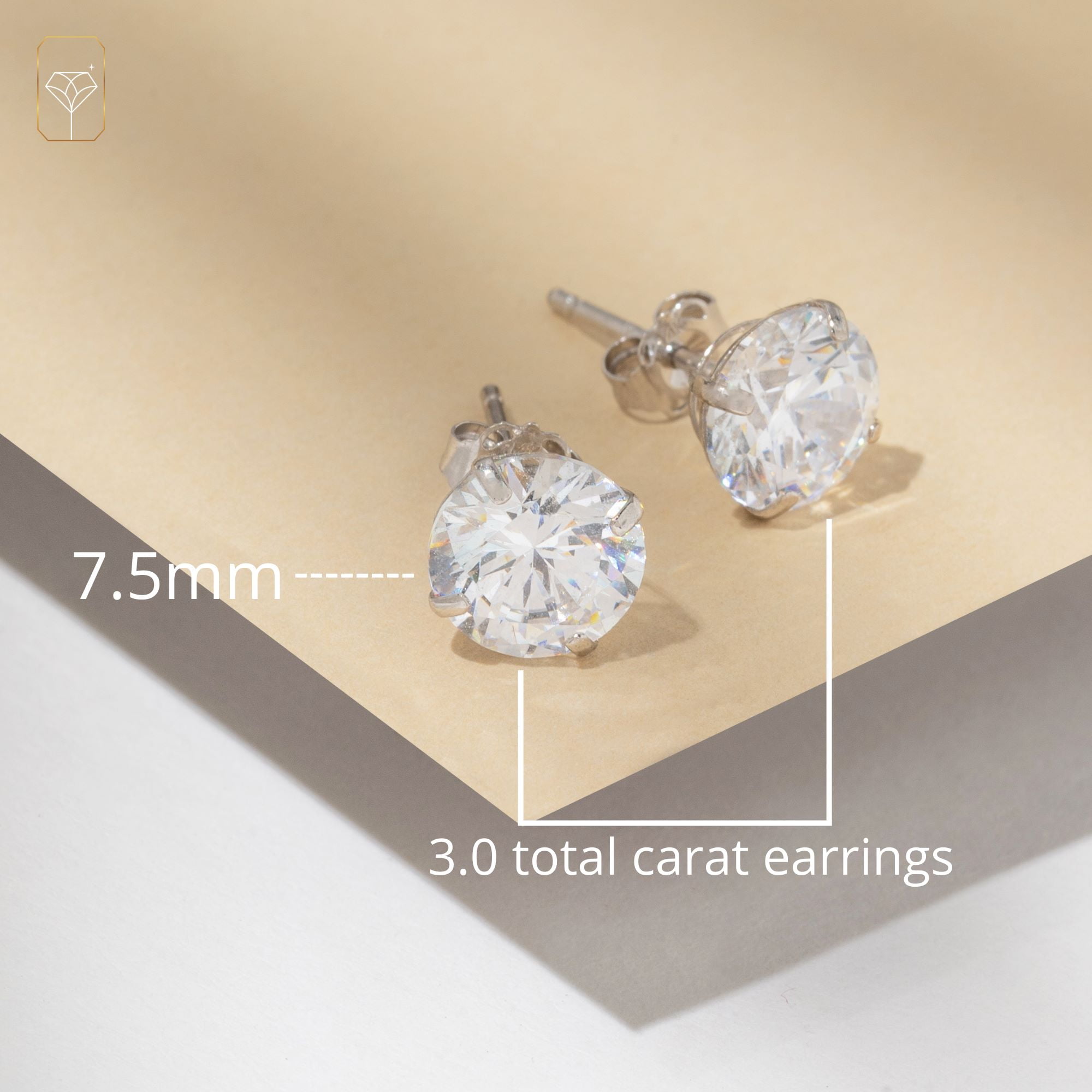 14k Yellow Gold Swarovski Earrings for Women & Men with Genuine Round  Swarovski, Cubic Zirconia Earrings Studs with Gold Earring Backs, 3  Carats total