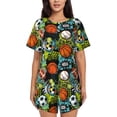 thumbnail image 1 of Vsdgher Pyjamas pour Femmes Motif Boules Ensemble de Pyjama 2 Pcs Manches Courtes, Ensemble de Pyjama Doux d'Été Décontracté, 2 Pcs Pj-TG, 1 of 6