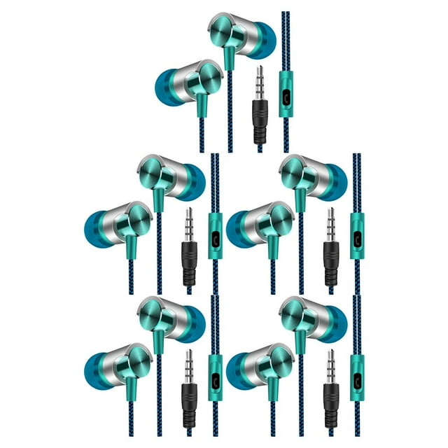 Youkk NEW Earphone Universal 3.5mm In-Ear Stereo Earbuds Built-in microphone High Blue 5Set