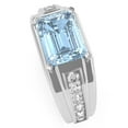 thumbnail image 3 of Men's Aquamarine Diamond Channel Ring In Solid 14k White Gold, 3 of 6
