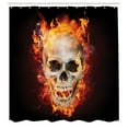 thumbnail image 2 of Ambesonne Skull Shower Curtain, Scary Skeleton Head, 69"Wx70"L, Seal Brown Orange Dusk, 2 of 4