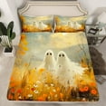 thumbnail image 2 of Manfei Cartoon Halloween Ghost Full Size Sheets,Autumn Flower Floral Bed Sheets,Orange White Sheet Sets For Teens,Microfiber Bedroom Decor,4 Pieces, 2 of 7