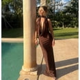 thumbnail image 6 of Black Halter Neck Maxi Dress With Draped Plunge Front And Open Back, 6 of 11