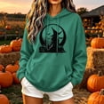 thumbnail image 2 of Staron Halloween Hoodies for Women Witch Pumpkin Moon Gothic Print Pullover Tops Long Sleeve Crewneck Casual Sweatshirt Tops, Army Green M, 2 of 5