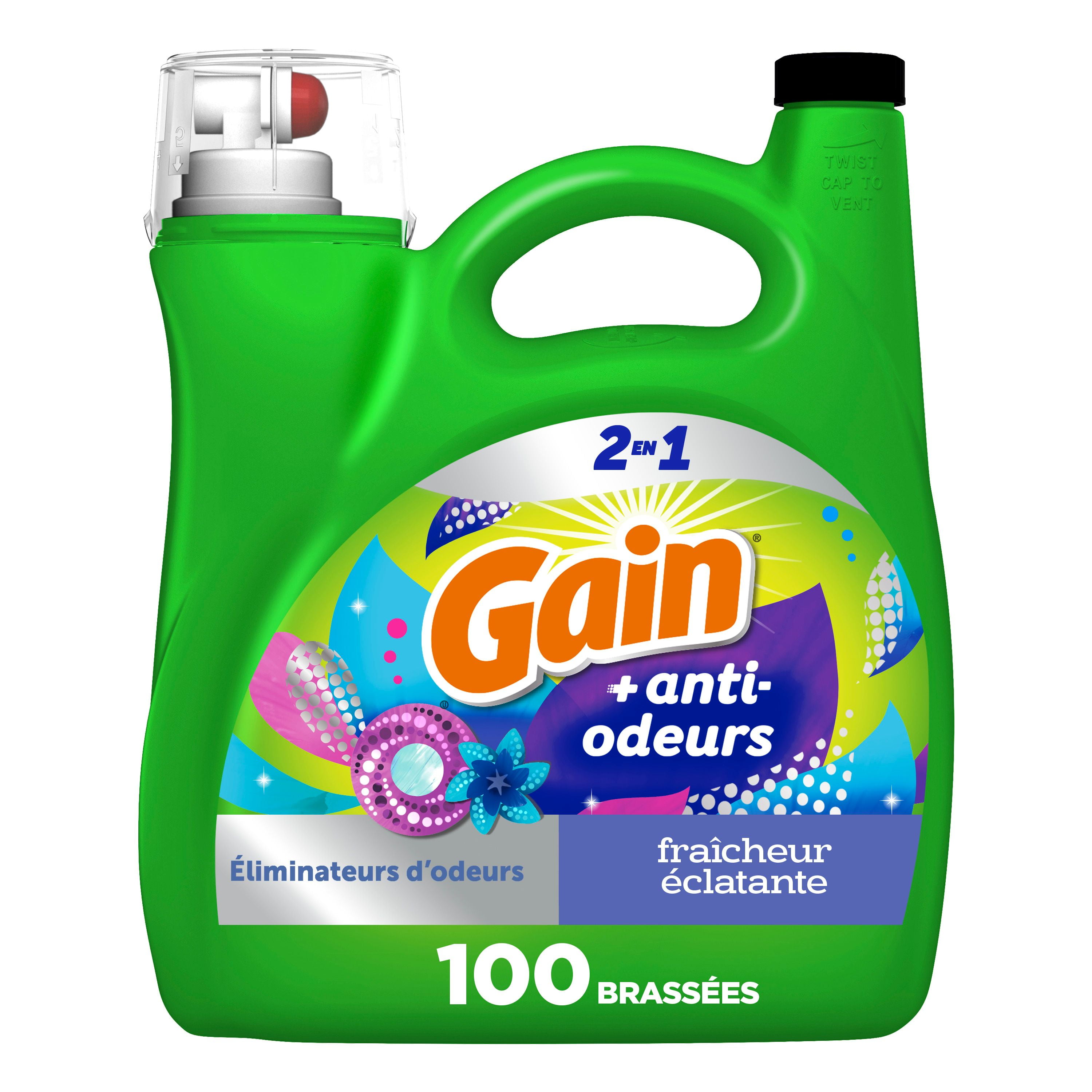 Gain Odour Defense Liquid Laundry Detergent, Super Fresh Blast Scent, 4.2 L, 100 loads, 2 in 1, Laundry Detergent Liquid Soap, HE compatible