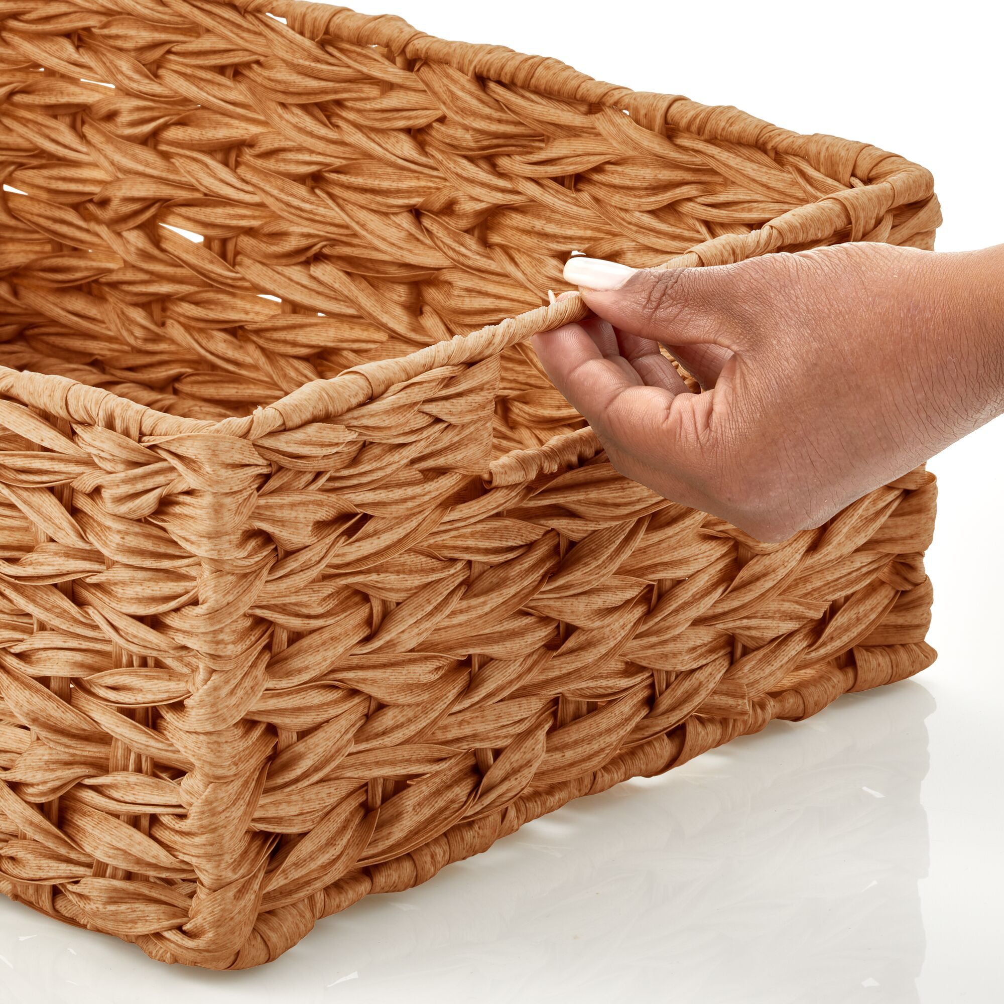 mDesign Woven Farmhouse Kitchen Pantry Storage Basket Box, 6 Pack,  Cream/Beige