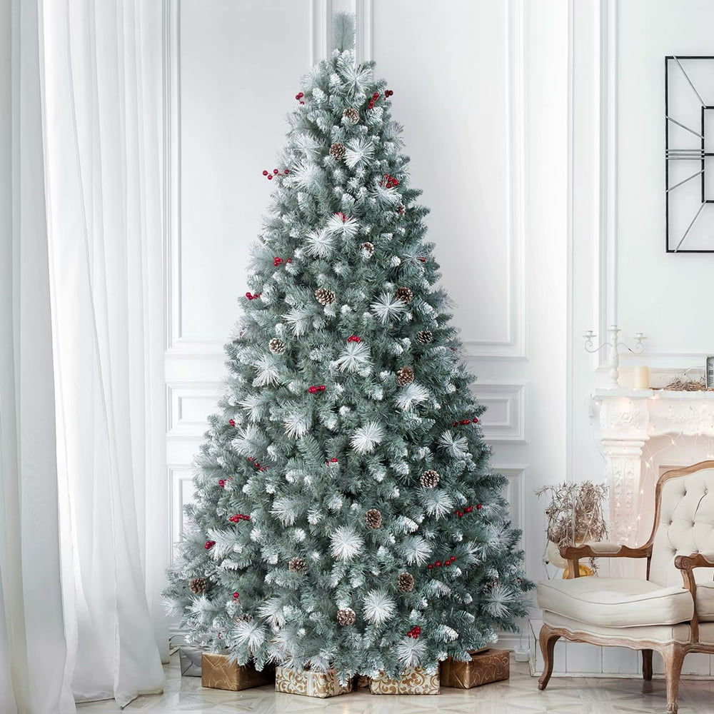 Pre-Lit Pine Christmas Tree 7.5ft, ANOTHERME 550 Warm Lights UL ...