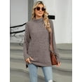 thumbnail image 6 of OBEEII Women Turtleneck Oversized Sweater Long Sleeve Slits High-low Hem Casual Pullover Knitted Warm Clothes for Winter Size S-XXL, 6 of 9