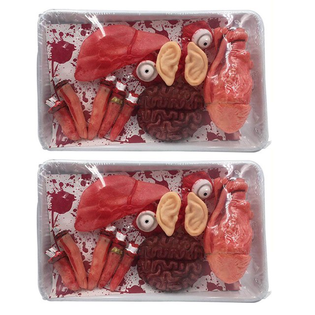 FELTECHELECTR 1 bolsa de 2 cajas de órganos humanos aterradores de Halloween con sangre (colores surtidos)