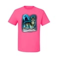 thumbnail image 2 of Wild Bobby, Wolf Howling At the Full Moon Wolf Pack Animal Lover Men's Graphic T-Shirt, Neon Pink, 3XL, 2 of 3