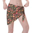 thumbnail image 3 of KLL Rose Flowers Print Women's Sarong Coverups Short Bathing Suit Wrap Skirt Beach Wrap Swimsuit Cover Ups, 3 of 6