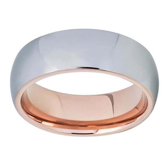Men Women Tungsten Carbide Wedding Band Ring 8mm Comfort Fit Domed High Polish Gun Metal Tone Tungsten Ring