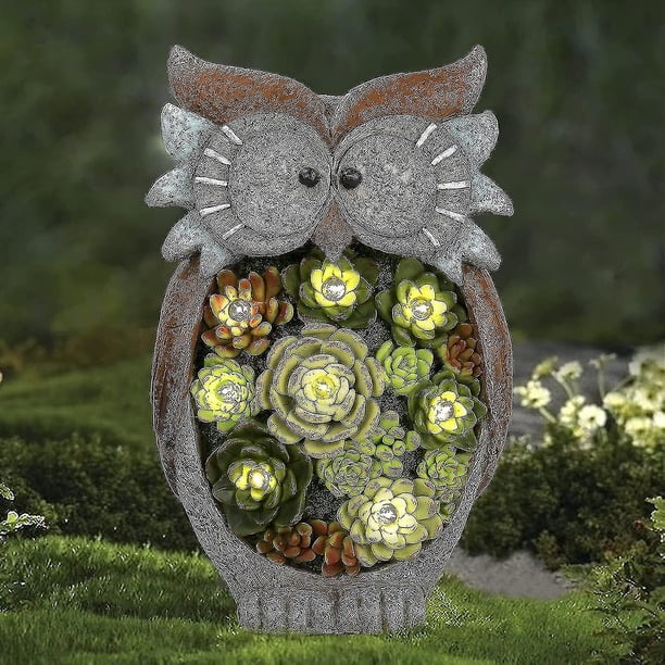 Gartendeko Eule Solar Leuchte, Aus Kunstharz Wetterfest, Weihnachten Geschenk Eule, Gartenfigur Ornament Fr Drauen Hof & Balkon H27 X W16cm Hy