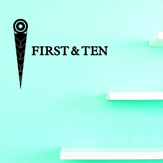 Custom Decals First & Ten Wall Art Size: 16 X 16 Inches Color: Black