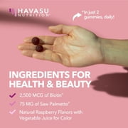 Havasu Nutrition Saw Palmetto with 2500mcg Biotin, DHT Blocker Hair Supplement for Women, 60 Gummies