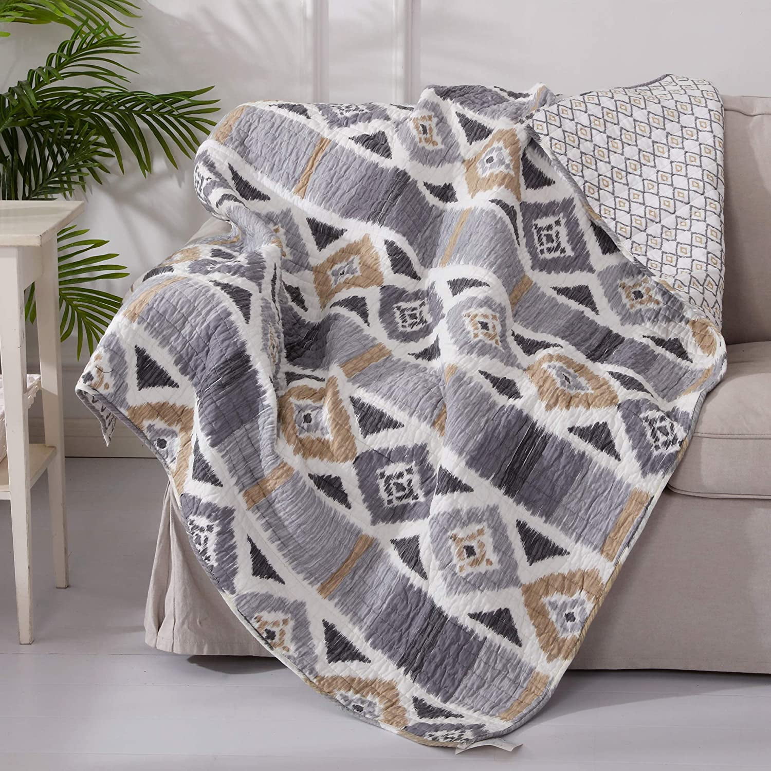 Levtex Home Santa Fe Quilted Throw 50x60in. Ikat Pattern in