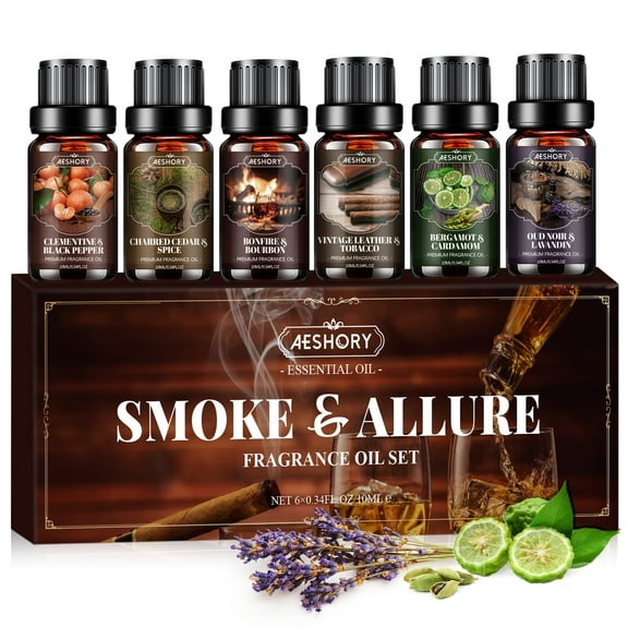 Aeshory 6x10ML Men's Fragrance Oil Gift Set - Diffuser & Candle Scents