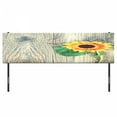 thumbnail image 3 of Sunflower Headboard, Sunflower on Wooden Old Board Bouquet Floral Mother Earth Photo, Upholstered Decorative Metal Bed Headboard with Memory Foam, King Size, Brown Green Yellow, by Ambesonne, 3 of 4