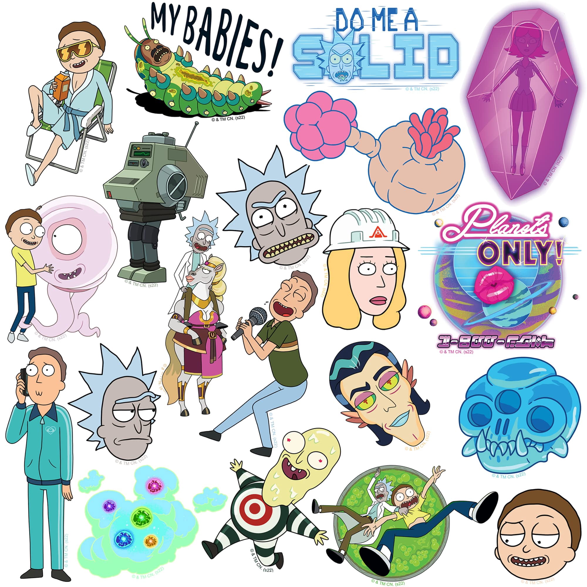 Rick and Morty Character Collection 150ct Die Cut Vinyl Stickers  Large Sci-Fi Cartoon Decals for Laptop, Water Bottle, Scrapbooking, Tablet, Indoor & Outdoor