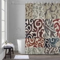 thumbnail image 5 of Brown Pattern Shower Curtain for Bathroom, Retro Abstract Art Classic Brown Red Orange Pattern Waterproof Cloth Fabric Bathroom Accessories Set with 12 Rust Proof Plastic Hooks, 60"x72", 5 of 9