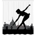 thumbnail image 3 of Ambesonne Ballet Shower Curtain, Little Ballerina Rooftop, 69"Wx70"L, Charcoal Grey Dimgray, 3 of 3