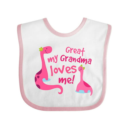 Great Grandma Loves Me granddaughter Baby Bib White/Pink One (Best Lovey For Baby)