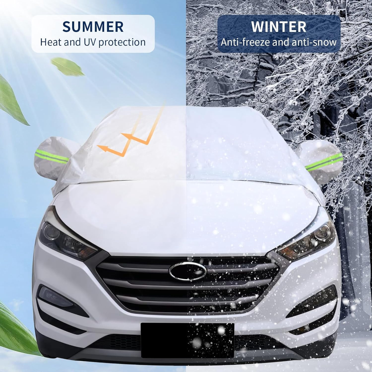Couverture Pare-Brise Voiture Imperméable – Anti-Givre, Neige, UV – 145x100 Cm Universelle