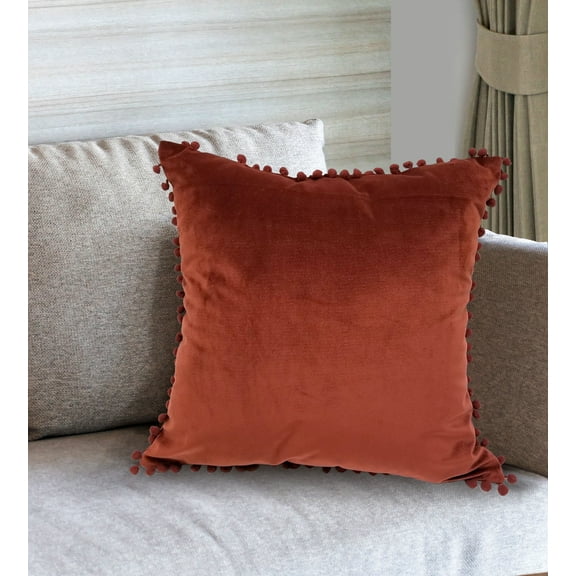 Pompom Dec Pillow Merlot 18x18
