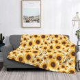 thumbnail image 2 of Uemuo Brown Leaf Pattern Sunflower Printed Throw Blanket for Couch, Fluffy Fuzzy Blankets for Bed, Sofa, Cozy Flannel Faux Fur Blanket-80"x60", 2 of 6