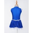 thumbnail image 4 of YEAHDOR Girls Halloween Carnival Party Fancy Dress Majorette Costume Cheers Uniform Shiny Sequins Sleeveless Dress A Royal Blue 10, 4 of 7