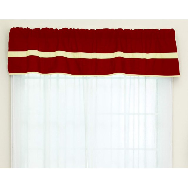 Baby Doll Bedding Solid Stripe Window Valance, Red/Yellow