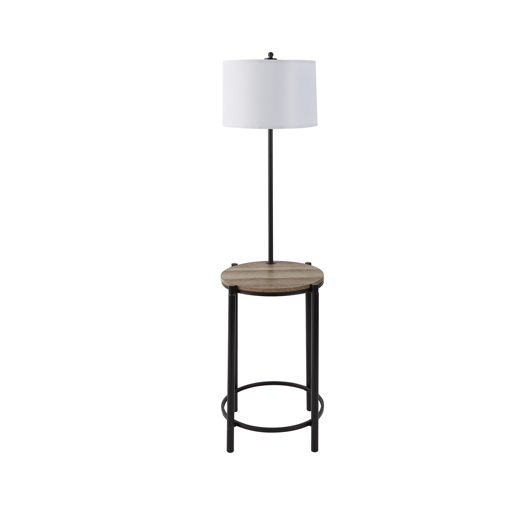 Mainstays Metal and Wood Table Floor Lamp Combo with Shade Satin Black