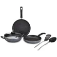 thumbnail image 1 of OSNICA 6 Piece Non-Stick Cookware Set, Granite Finish, Induction Base, PFOA, 1 of 6