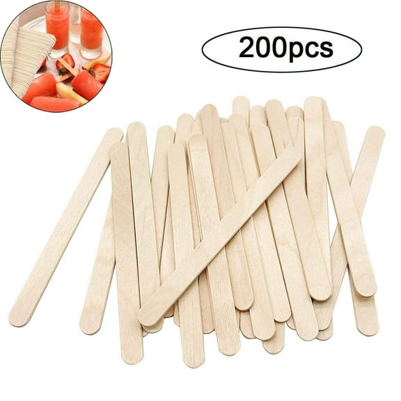 Tanjnj Clearance Popsicle Sticks 200Pcs Food Grade Extra Long Natural Wooden Craft Sticks for Hand Craft Ice Pop Ice Cream 5.5'' x 0.39''