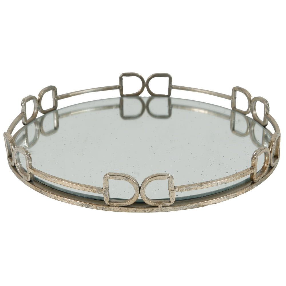 A&B Home Mirrored Round Tray