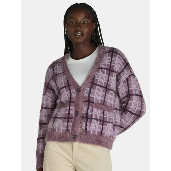 99 Jane Street Women's V-Neck Cardigan Sweater with Long Sleeves, Midweight, Sizes XS-XL