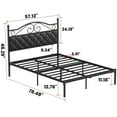 thumbnail image 6 of Yoneston Vintage Button Upholstered Headboard Full Size Metal Platform Bed Frame with Under-Bed Storage for Adults, Black, 6 of 7