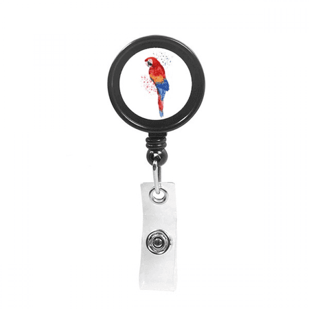 Red Psittaciformes Parrot Bird Retractable Keychain Badge Holder ID Badge