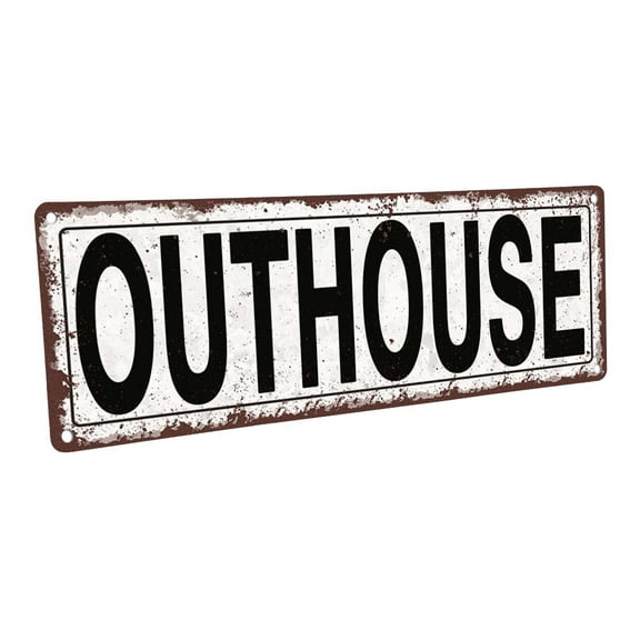 Outhouse 4"x12" Metal Sign, Wall Décor for Porch, Patio, and Deck