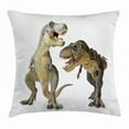 thumbnail image 1 of Dinosaur Throw Pillow Cushion Cover, Tyrannosaurus Rex Pair Facing Off Ferocious Creatures Prehistoric Predators, Decorative Square Accent Pillow Case, 20 X 20 Inches, Ivory Brown Grey, by Ambesonne, 1 of 2