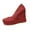 Red, variant on Willtoo Womens Platform Evening Suede Slip On Dress Solid Round Toe Wedge High Heel Pumps Shoes Beige
