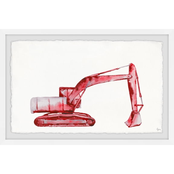 Marmont Hill Red Excavator Framed Wall Art, 24" x 36"