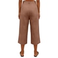 thumbnail image 4 of Capri Pants for Women Relaxed Fit Dressy Capris Pant Pleated Business Casual Work Trousers with Pockets Camel S, 4 of 5