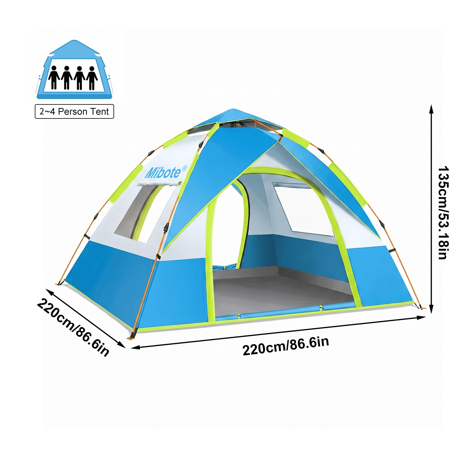 Mibote Pop-Up Camping Tent for 2-4 People photo 2