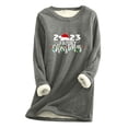 thumbnail image 1 of LSLJS Hauts Thermiques pour Femmes, Hauts à Manches Longues Chauds en Peluche Épaissie à Col Rond avec Imprimé de Noël pour Femmes, 1 of 2