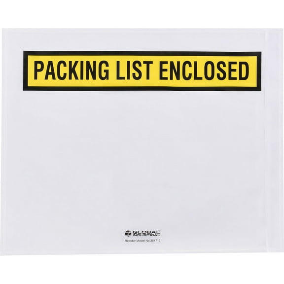Global Industrial Panel Face Envelopes ""Packing List Enclosed"" 12""L x 10""W Y