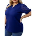 thumbnail image 4 of Cueply Women's Plus Size Tops Summer Short Sleeve Dressy Casual Blouse Shirts Waffle Knit Lace, 4 of 6