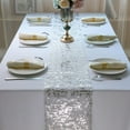 thumbnail image 5 of TETOU 2pcs 11*108" Gold Table Runner Sequin Glitter Foil Metallic Thin Mesh Tablecloth for Banquet Christmas Table Decor(Silver), 5 of 5